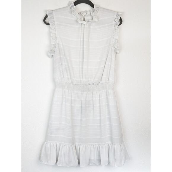 Avec Les Filles Dress Tonal Stripes Ruffles Spring Summer Romantic White Size 10 - Picture 1 of 13